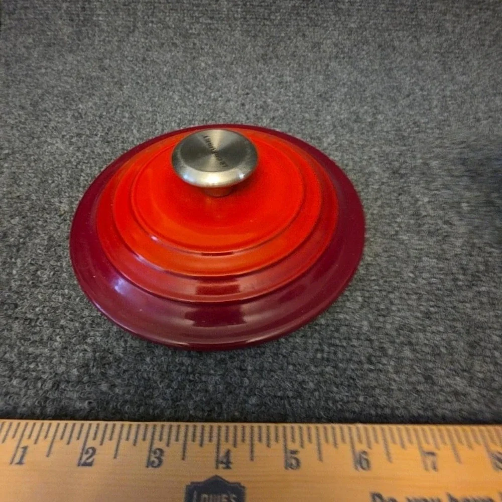 Le Creuset 18 Round‎ Lid Stainless Knob Flame Orange Enamel Cast Iron France